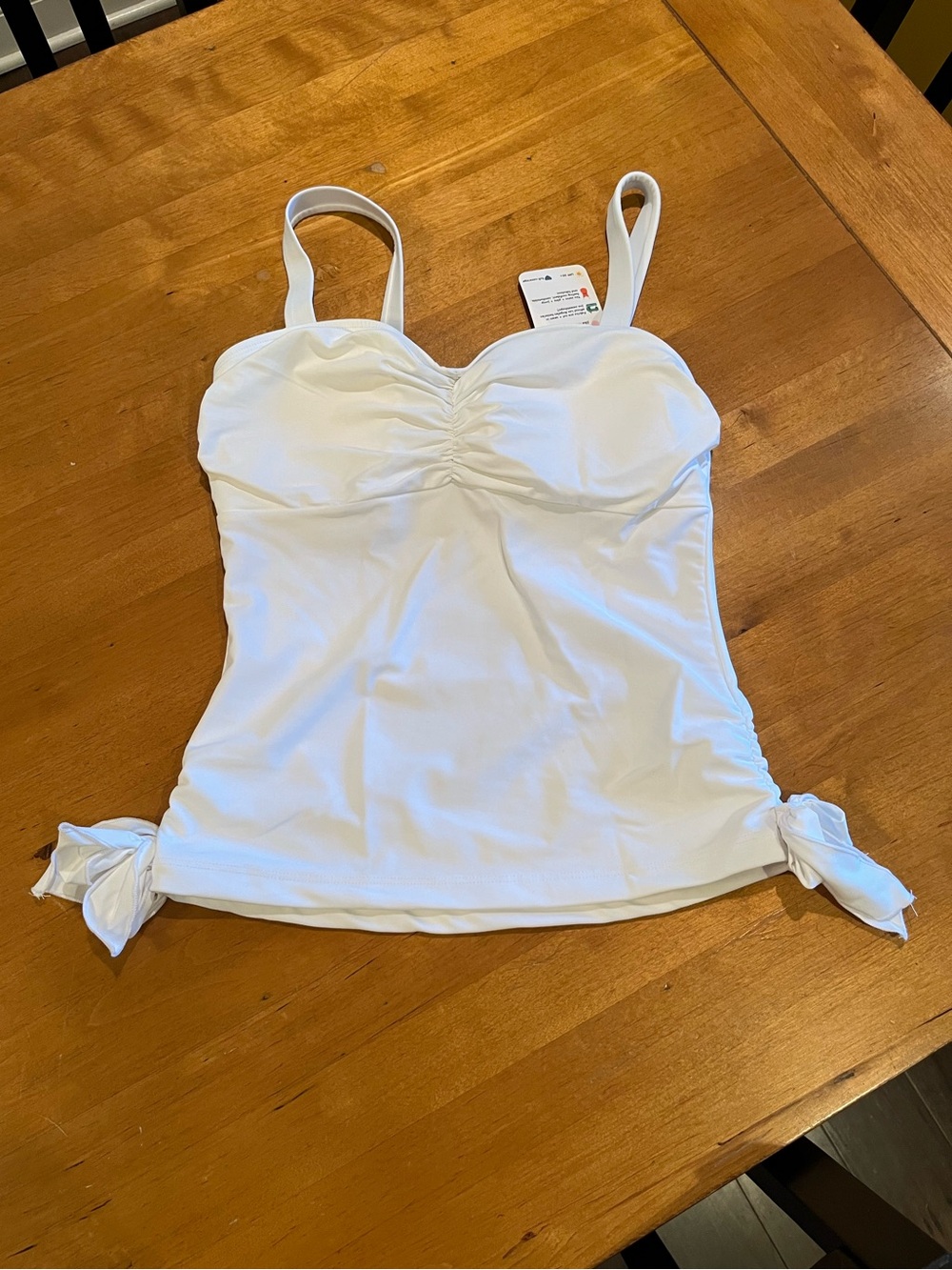 Jessica Ray White Tankini Swim Top with Ties